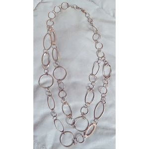 Gold rings two stranded necklace